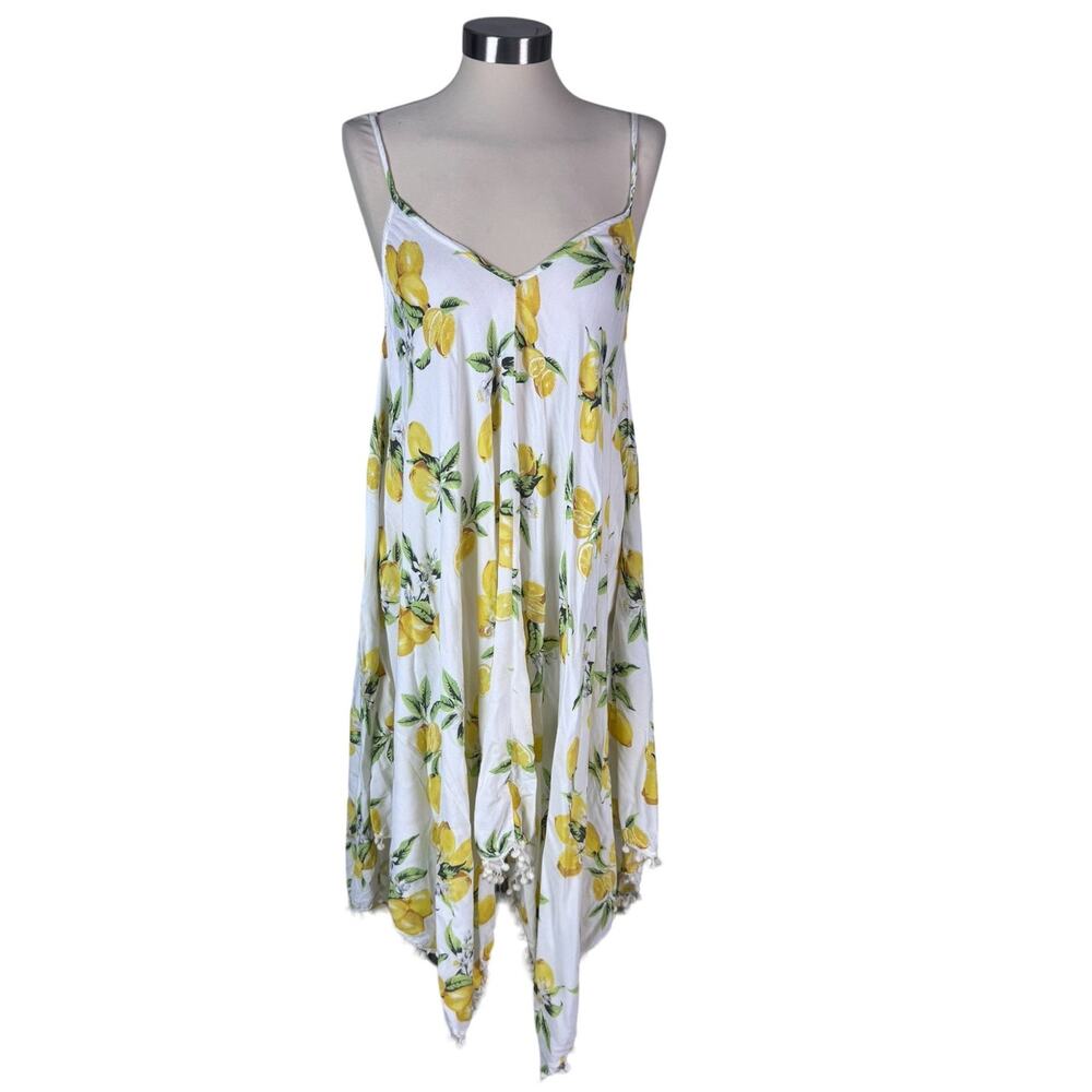 Goa Beachwear by Japna Womens XL White and Yellow Lemons Sundress Rayon - Picture 2 of 7